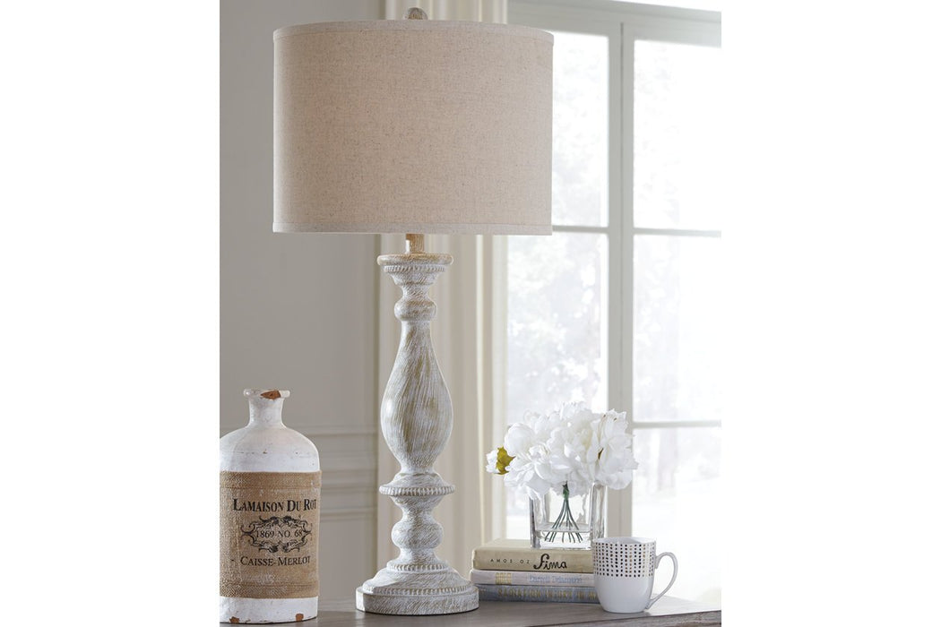 Bernadate Whitewash Table Lamp (Set of 2) - L235344 - Lara Furniture