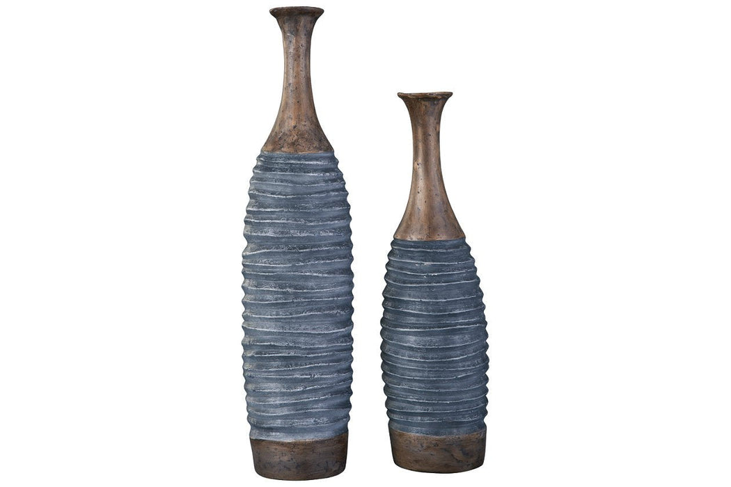 BLAYZE Antique Gray/Brown Vase (Set of 2) - A2000388 - Lara Furniture