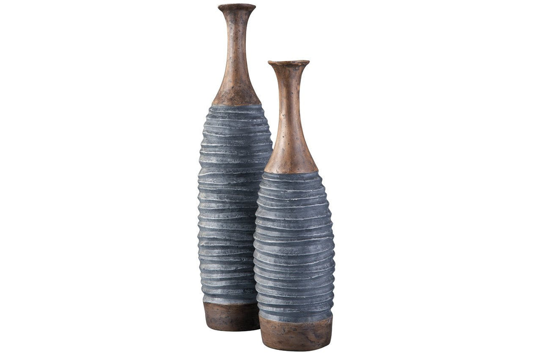 BLAYZE Antique Gray/Brown Vase (Set of 2) - A2000388 - Lara Furniture