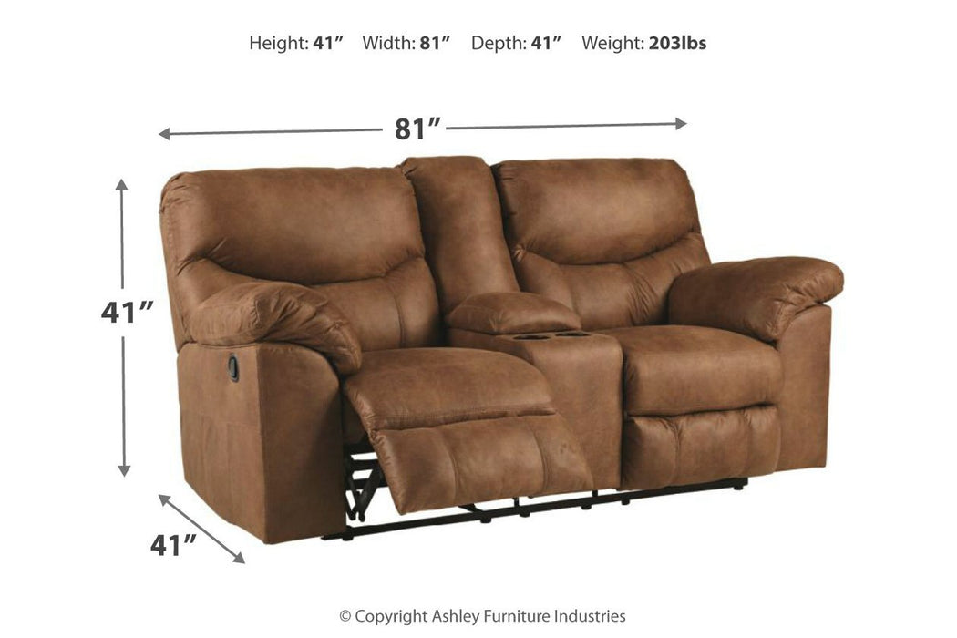 Boxberg Bark Reclining Loveseat with Console - 3380294 - Lara Furniture