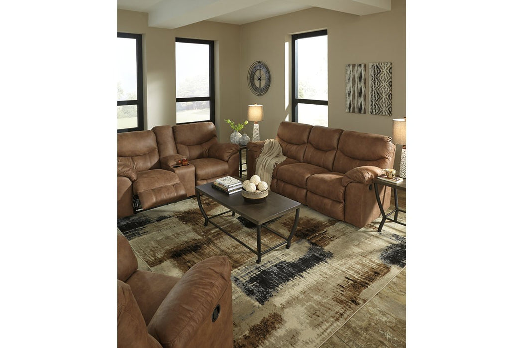 Boxberg Bark Reclining Loveseat with Console - 3380294 - Lara Furniture