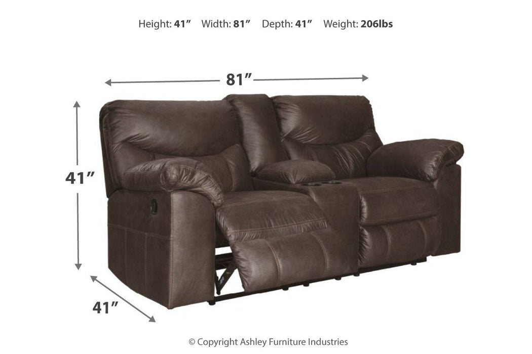 Boxberg Teak Reclining Loveseat with Console - 3380394 - Lara Furniture