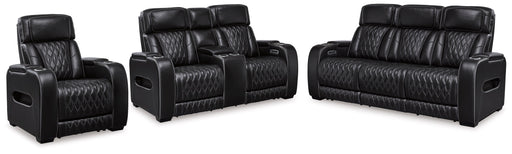 Boyington Sofa, Loveseat and Recliner in Black - PKG016539