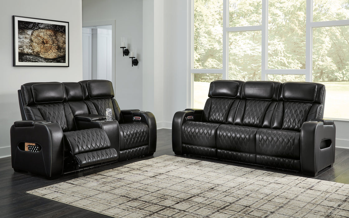 Boyington Sofa, Loveseat and Recliner in Black - PKG016539