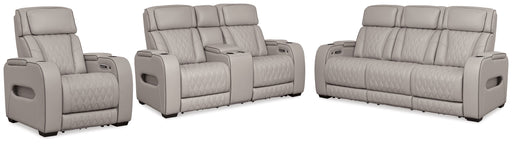 Boyington Sofa, Loveseat and Recliner in Gray - PKG016537