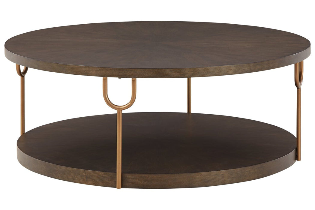 Brazburn Dark Brown/Gold Finish Coffee Table - T185-8 - Lara Furniture