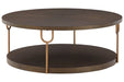 Brazburn Dark Brown/Gold Finish Coffee Table - T185-8 - Lara Furniture