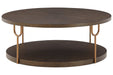 Brazburn Dark Brown/Gold Finish Coffee Table - T185-8 - Lara Furniture