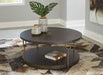 Brazburn Dark Brown/Gold Finish Coffee Table - T185-8 - Lara Furniture