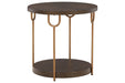 Brazburn Dark Brown/Gold Finish End Table - T185-6 - Lara Furniture