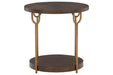 Brazburn Dark Brown/Gold Finish End Table - T185-6 - Lara Furniture