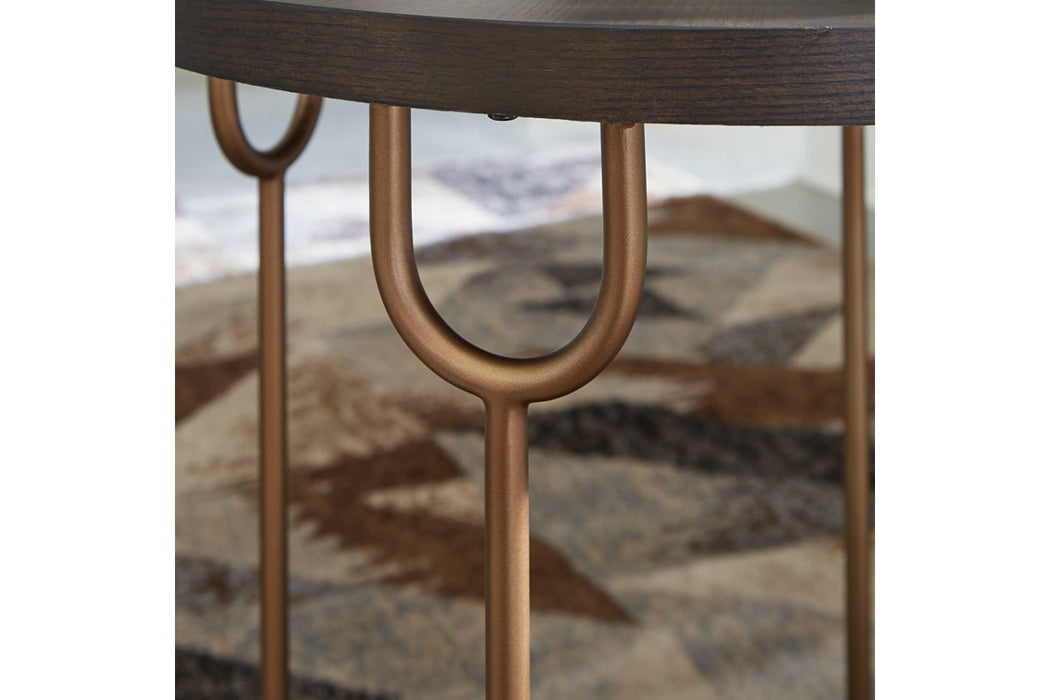 Brazburn Dark Brown/Gold Finish End Table - T185-6 - Lara Furniture