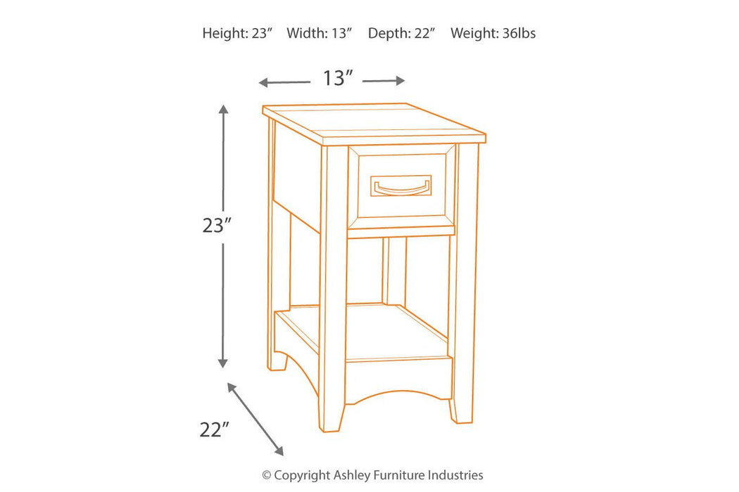 Breegin Brown Chairside End Table - T007-319 - Lara Furniture