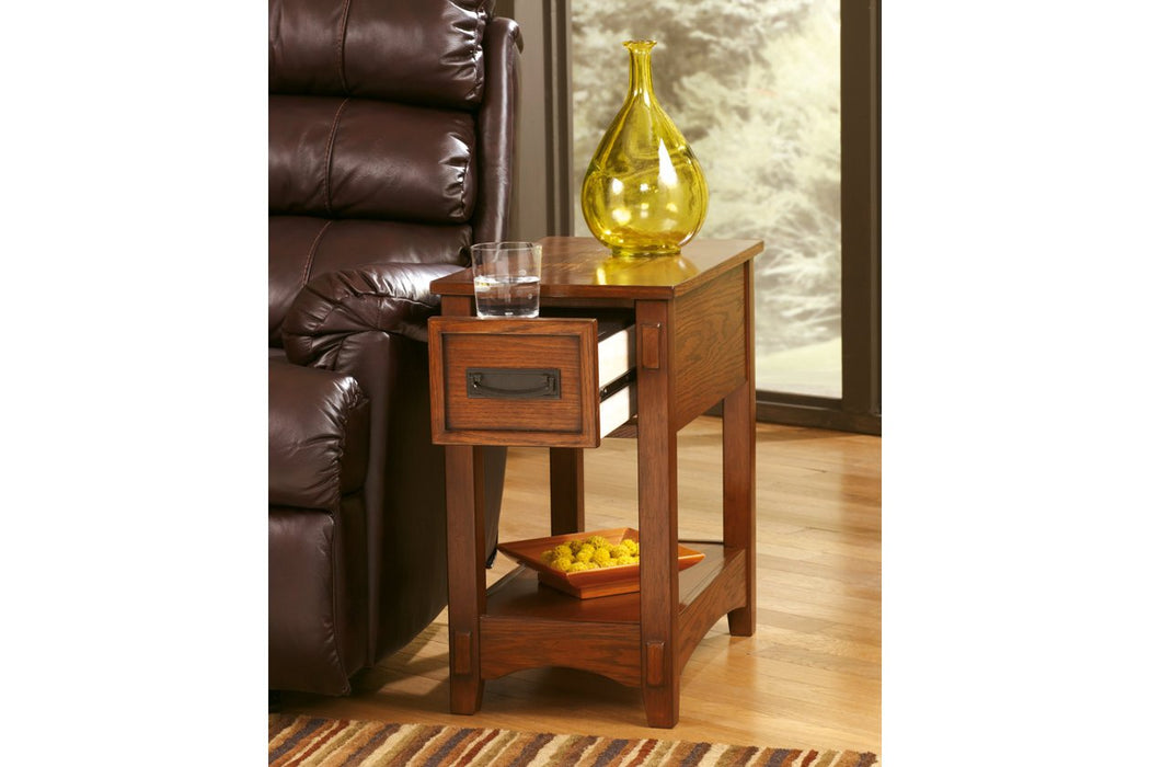 Breegin Brown Chairside End Table - T007-319 - Lara Furniture