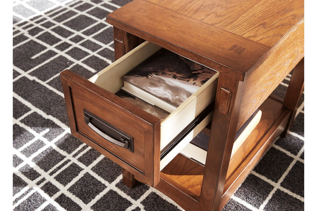 Breegin Brown Chairside End Table - T007-319 - Lara Furniture