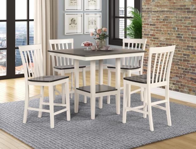 Brody White/Gray 5-Piece Counter Height Set - 2682SET-WH/GY - Lara Furniture