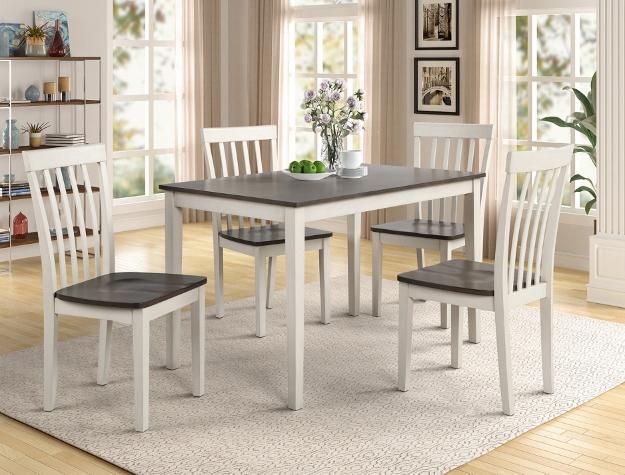 Brody White/Gray 5-Piece Dining Set - 2182SET-WH/GY - Lara Furniture