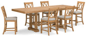 Brown Havonplane Counter Height Dining Table and 6 Barstools - PKG016731