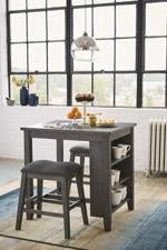 Caitbrook Gray Counter Height Dining Table and Bar Stools (Set of 3) - D388-113 - Lara Furniture