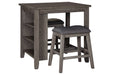 Caitbrook Gray Counter Height Dining Table and Bar Stools (Set of 3) - D388-113 - Lara Furniture