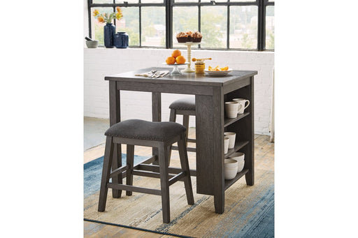 Caitbrook Gray Counter Height Dining Table and Bar Stools (Set of 3) - D388-113 - Lara Furniture