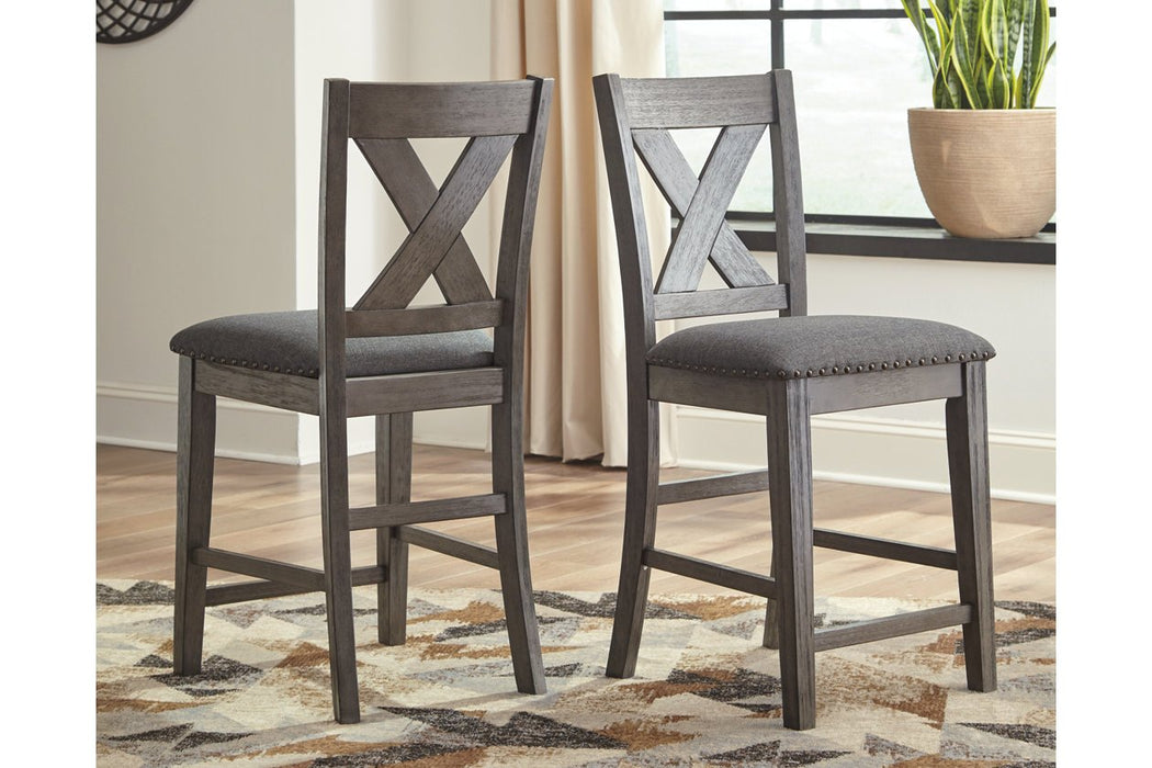 Caitbrook Gray Counter Height Upholstered Bar Stool (Set of 2) - D388-124 - Lara Furniture