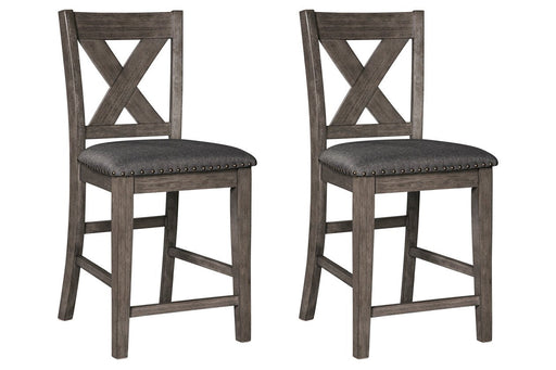 Caitbrook Gray Counter Height Upholstered Bar Stool (Set of 2) - D388-124 - Lara Furniture