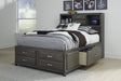 Caitbrook Gray Full Bookcase Storage Bed - Lara Furniture