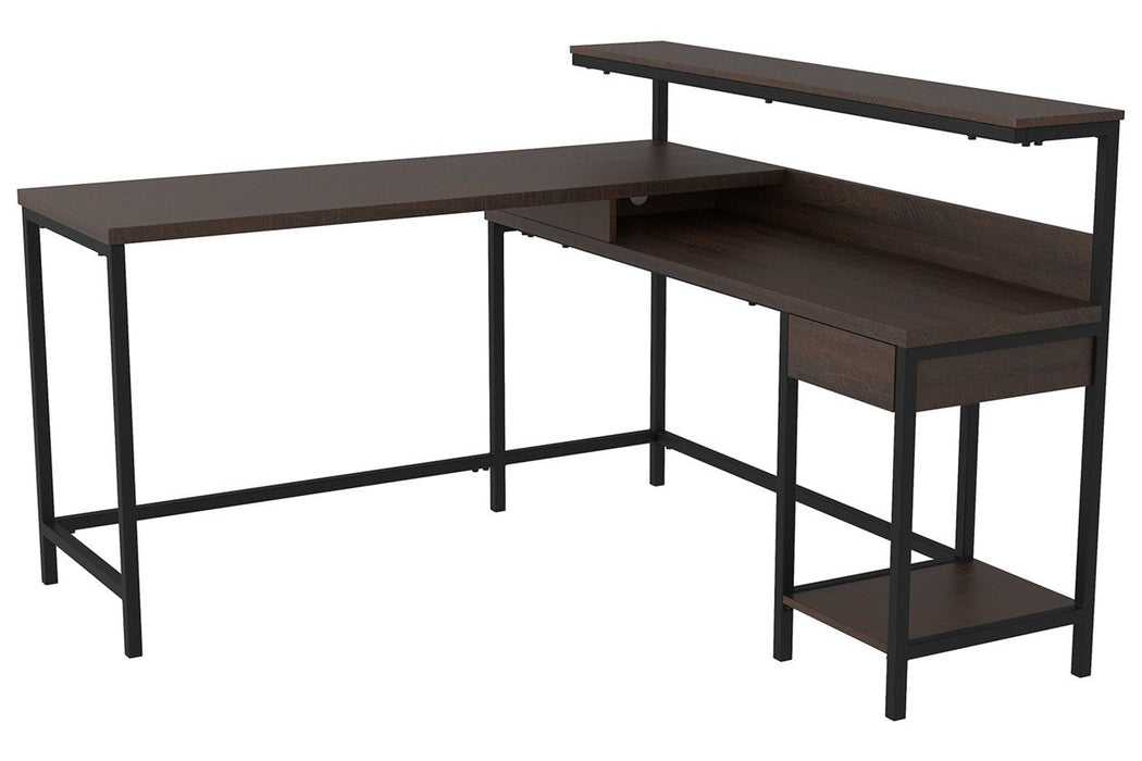 Camiburg Warm Brown Home Office L-Desk with Storage - H283-24 - Lara Furniture