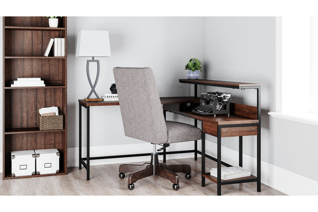 Camiburg Warm Brown Home Office L-Desk with Storage - H283-24 - Lara Furniture