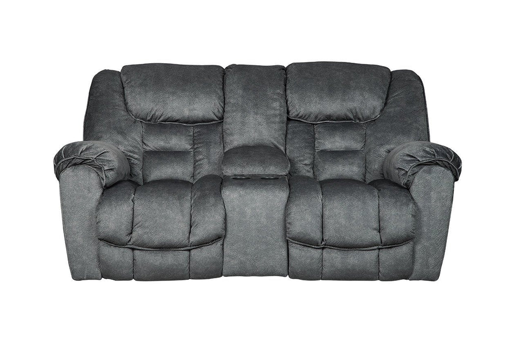 Capehorn Granite Reclining Loveseat with Console - 7690294 - Lara Furniture