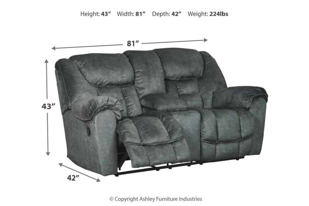 Capehorn Granite Reclining Loveseat with Console - 7690294 - Lara Furniture