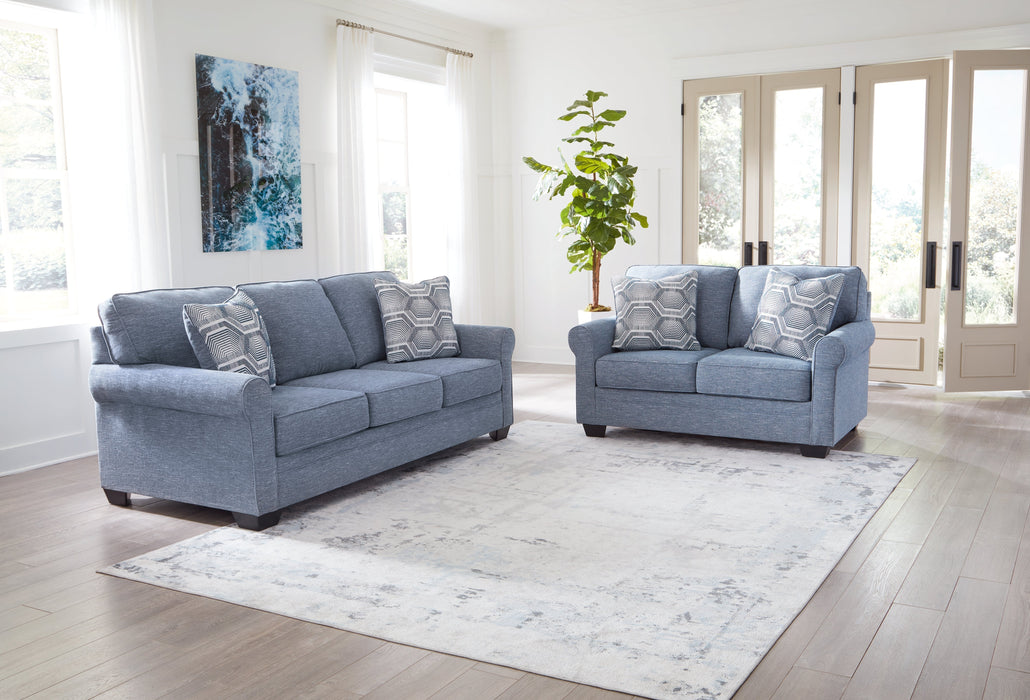 Carissa Manor Sofa and Loveseat in Denim - PKG020904