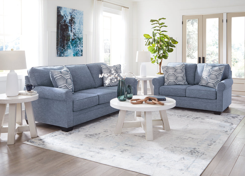 Carissa Manor Sofa and Loveseat in Denim - PKG020904