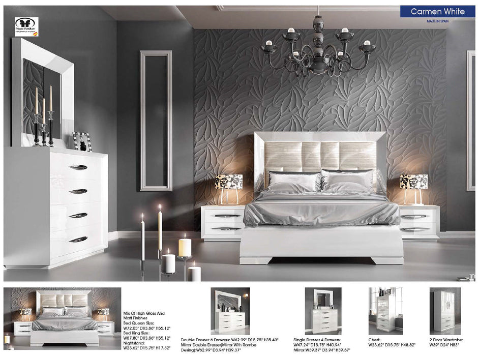 Carmen Bedroom White Set - Lara Furniture