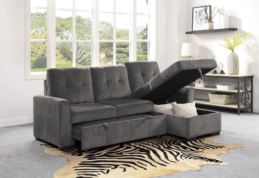 Carolina Gray Reversible Sleeper Sectional with Storage - 9402DGY*SC - Lara Furniture