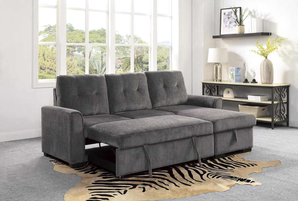 Carolina Gray Reversible Sleeper Sectional with Storage - 9402DGY*SC - Lara Furniture