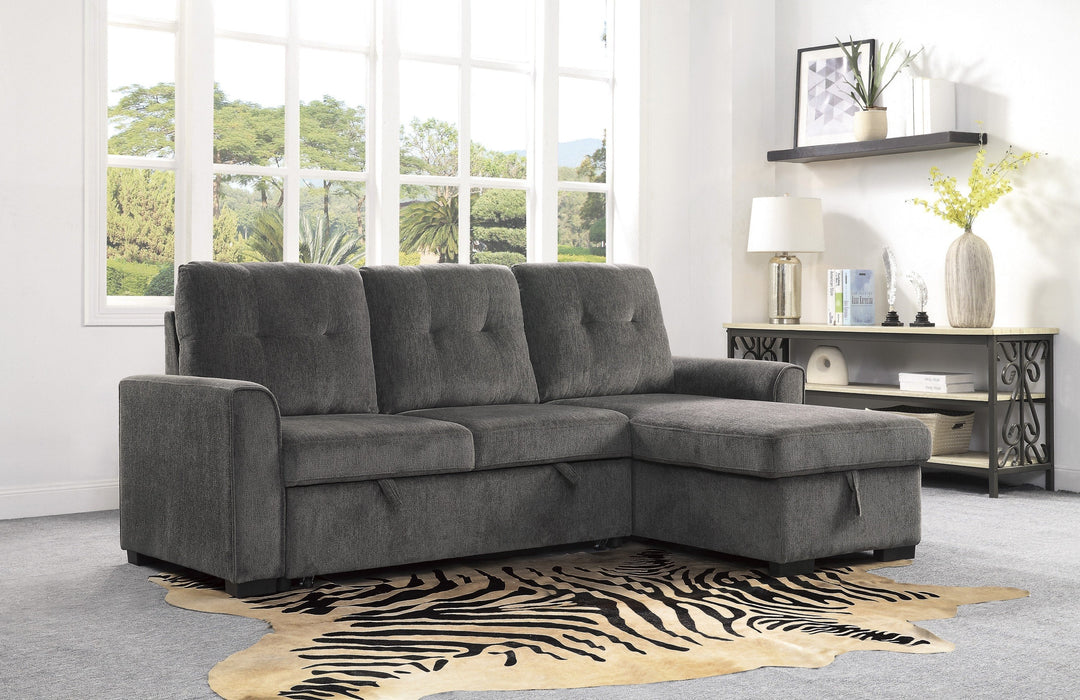 Carolina Gray Reversible Sleeper Sectional with Storage - 9402DGY*SC - Lara Furniture