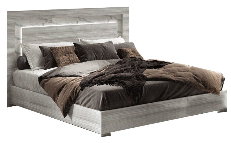 Carrara Bed Grey W/Light Queen - Lara Furniture