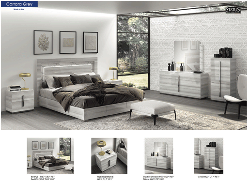 Carrara Bed Grey W/Light Queen - Lara Furniture