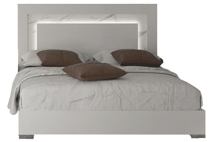 Carrara Bed White W/Light Queen - Lara Furniture