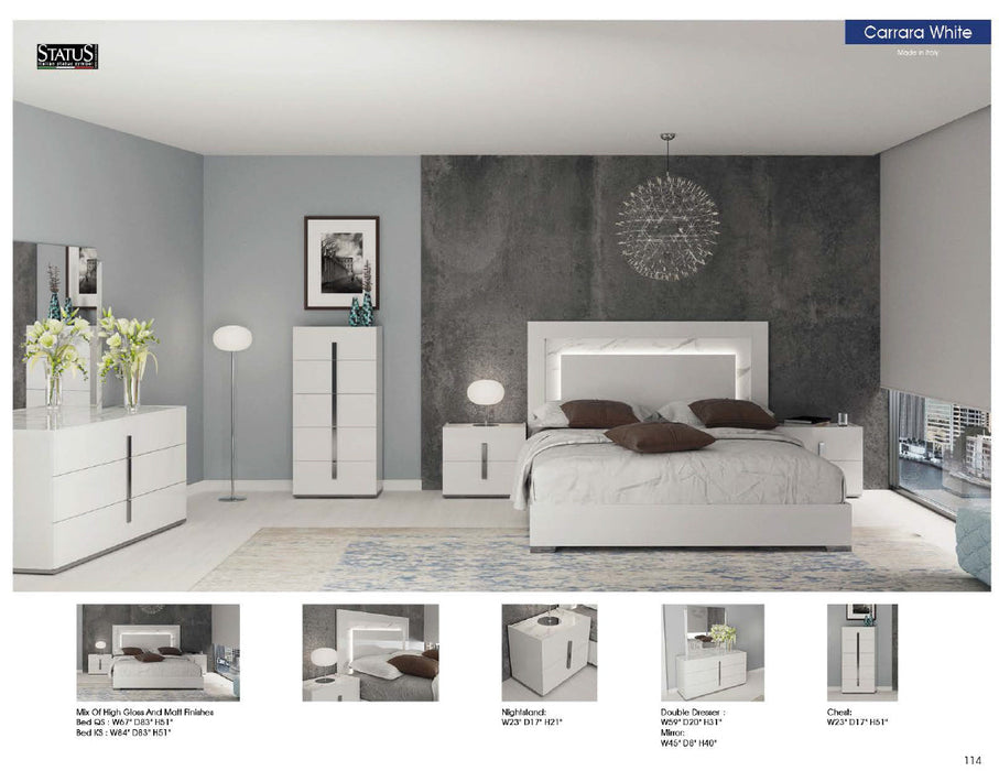 Carrara Bed White W/Light Queen - Lara Furniture