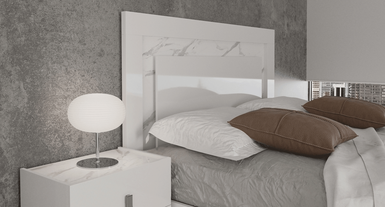 Carrara Bed White W/Light Queen - Lara Furniture