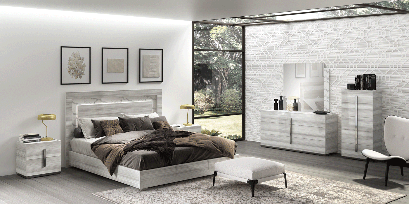 Carrara Bedroom Grey W/Light Set - Lara Furniture