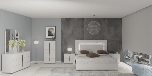 Carrara White Bedroom W/Light Set - Lara Furniture