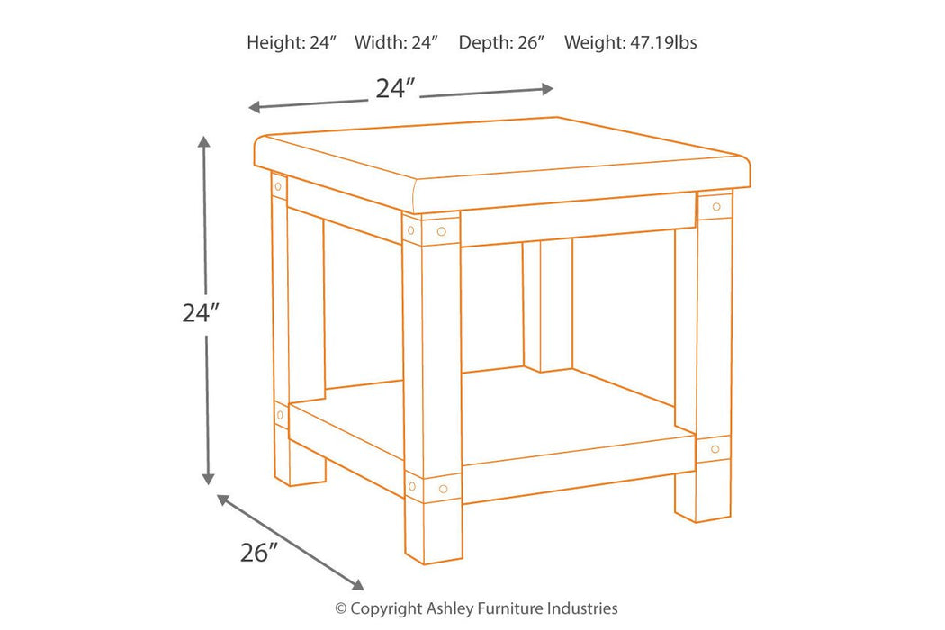 Carynhurst White Wash Gray End Table - T757-3 - Lara Furniture