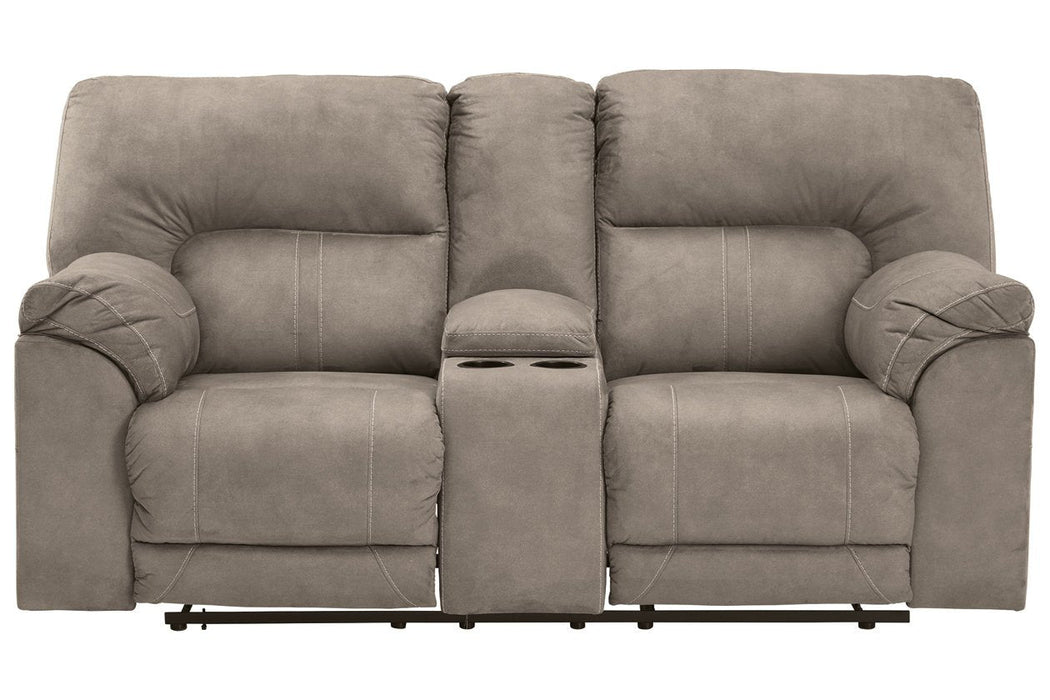 Cavalcade Slate Power Reclining Loveseat with Console - 7760196 - Lara Furniture