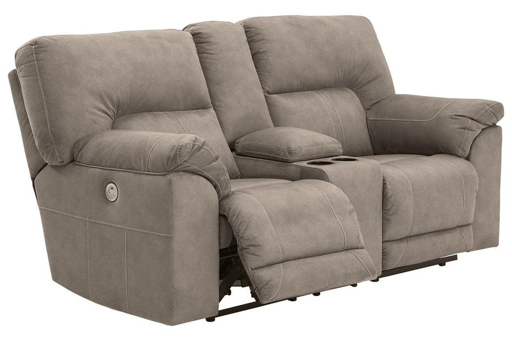 Cavalcade Slate Power Reclining Loveseat with Console - 7760196 - Lara Furniture