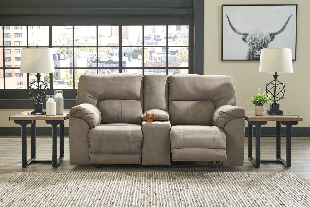 Cavalcade Slate Power Reclining Loveseat with Console - 7760196 - Lara Furniture