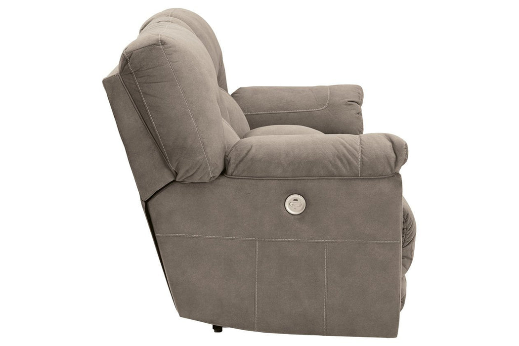 Cavalcade Slate Power Reclining Loveseat with Console - 7760196 - Lara Furniture